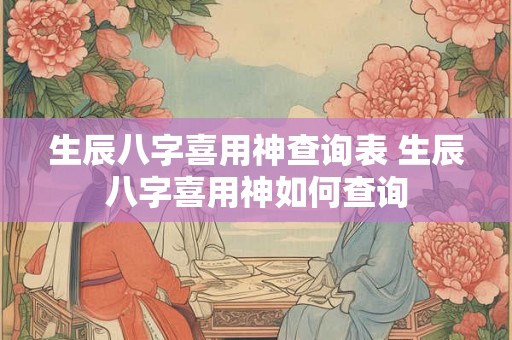 生辰八字喜用神查询表 生辰八字喜用神如何查询