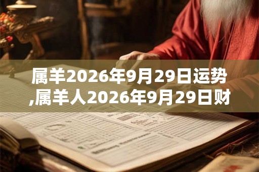 属羊2026年9月29日运势,属羊人2026年9月29日财运,生肖羊2026年9月29日运势