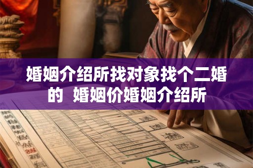 婚姻介绍所找对象找个二婚的  婚姻价婚姻介绍所