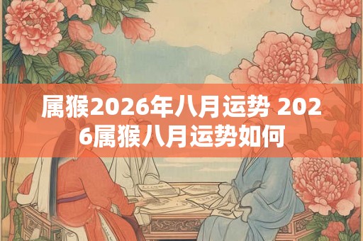 属猴2026年八月运势 2026属猴八月运势如何 属猴2026年八月运势 2026属猴八月运势如何