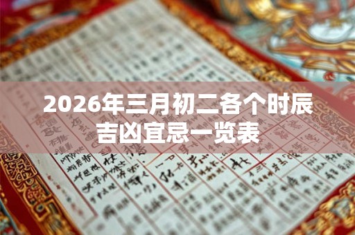 2026年三月初二各个时辰吉凶宜忌一览表