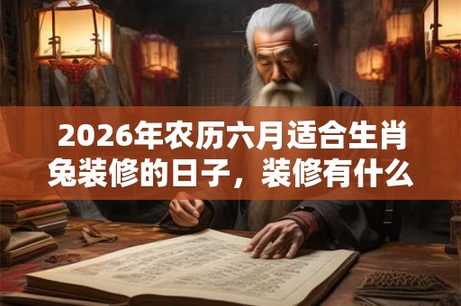 2026年农历六月适合生肖兔装修的日子，装修有什么讲究？