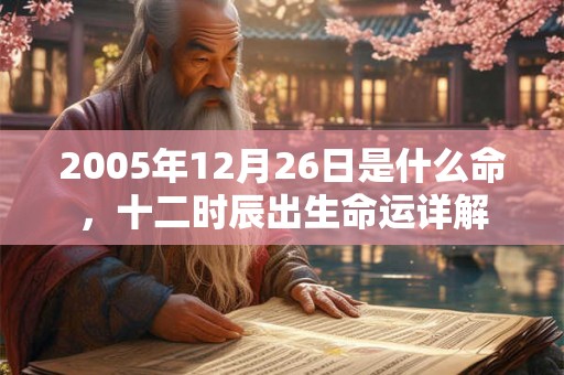 2005年12月26日是什么命，十二时辰出生命运详解