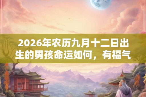 2026年农历九月十二日出生的男孩命运如何，有福气吗？