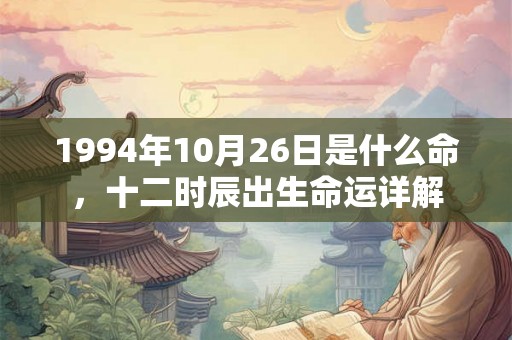 1994年10月26日是什么命，十二时辰出生命运详解