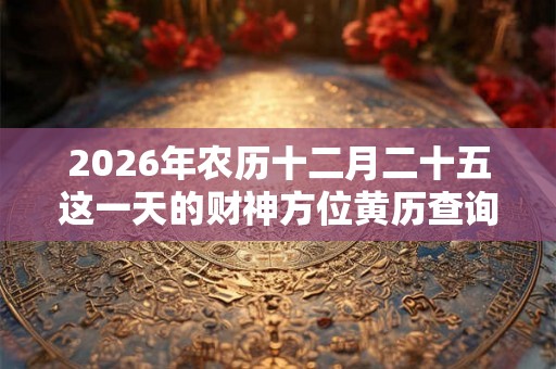2026年农历十二月二十五这一天的财神方位黄历查询