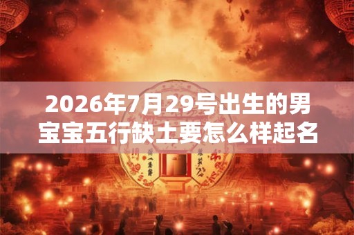2026年7月29号出生的男宝宝五行缺土要怎么样起名字