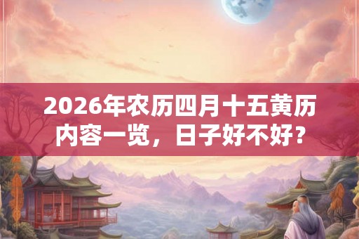 2026年农历四月十五黄历内容一览，日子好不好？