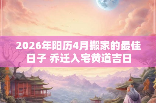 2026年阳历4月搬家的最佳日子 乔迁入宅黄道吉日 2026年阳历4月搬家的最佳日子 乔迁入宅黄道吉日