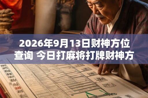 2026年9月13日财神方位查询 今日打麻将打牌财神方位