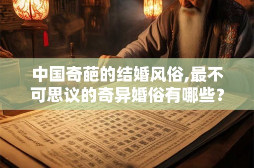 中国奇葩的结婚风俗,最不可思议的奇异婚俗有哪些？