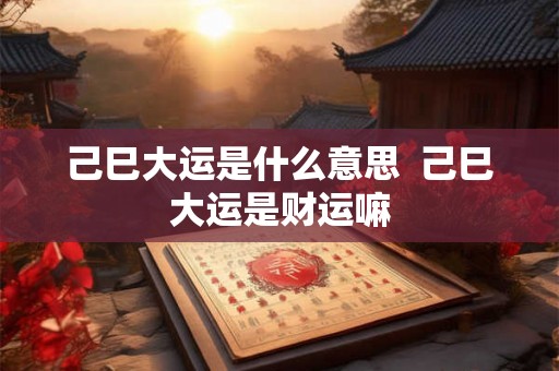 己巳大运是什么意思  己巳大运是财运嘛
