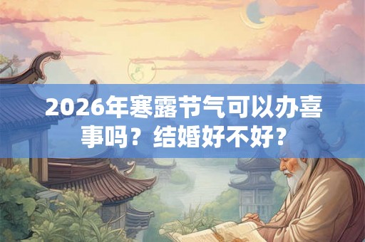 2026年寒露节气可以办喜事吗？结婚好不好？
