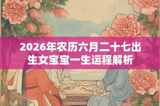 2026年农历六月二十七出生女宝宝一生运程解析