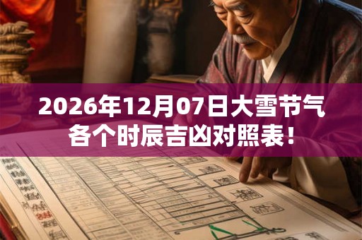 2026年12月07日大雪节气各个时辰吉凶对照表！