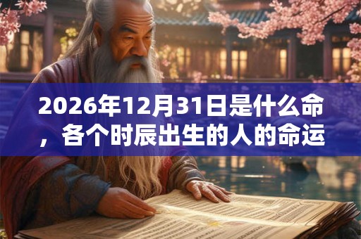 2026年12月31日是什么命，各个时辰出生的人的命运