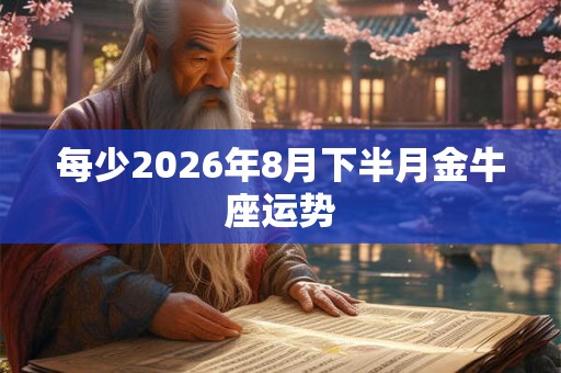 每少2026年8月下半月金牛座运势