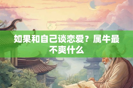 如果和自己谈恋爱？属牛最不爽什么
