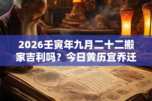 2026壬寅年九月二十二搬家吉利吗？今日黄历宜乔迁新居吗