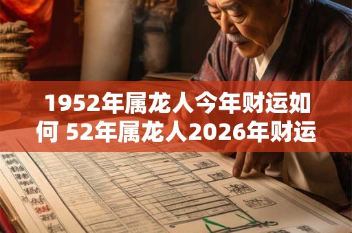 1952年属龙人今年财运如何 52年属龙人2026年财运走向