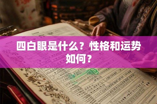 四白眼是什么？性格和运势如何？