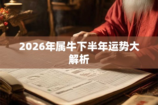 2026年属牛下半年运势大解析