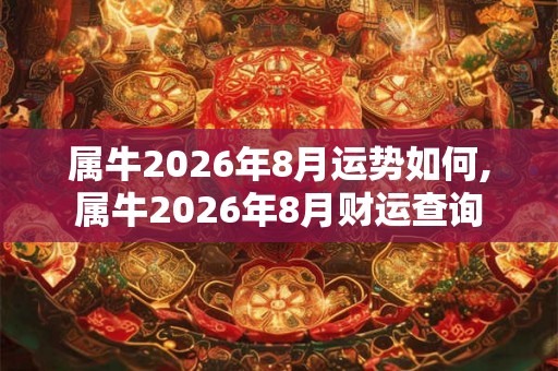 属牛2026年8月运势如何,属牛2026年8月财运查询