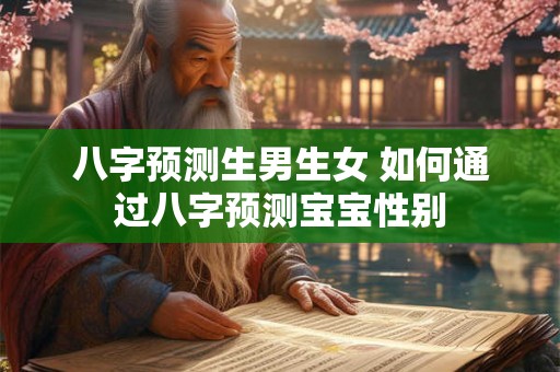 八字预测生男生女 如何通过八字预测宝宝性别