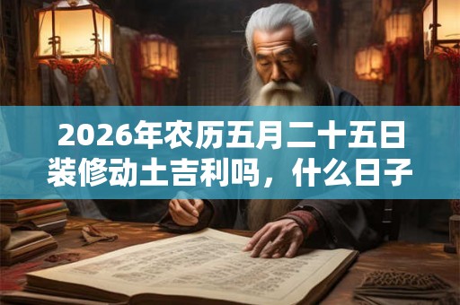 2026年农历五月二十五日装修动土吉利吗，什么日子装修吉利？