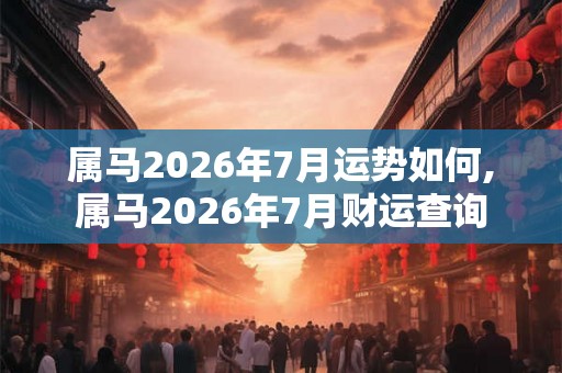 属马2026年7月运势如何,属马2026年7月财运查询 属马2026年7月运势如何,属马2026年7月财运查询
