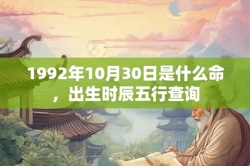 1992年10月30日是什么命，出生时辰五行查询