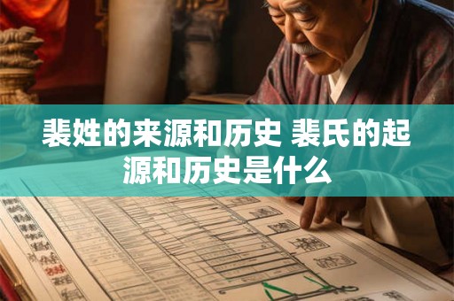 裴姓的来源和历史 裴氏的起源和历史是什么