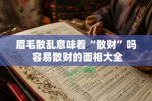 眉毛散乱意味着“散财”吗 容易散财的面相大全