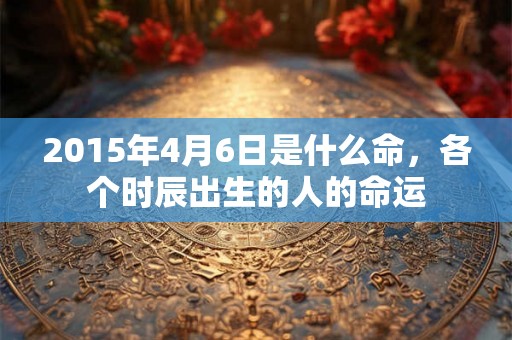 2015年4月6日是什么命，各个时辰出生的人的命运