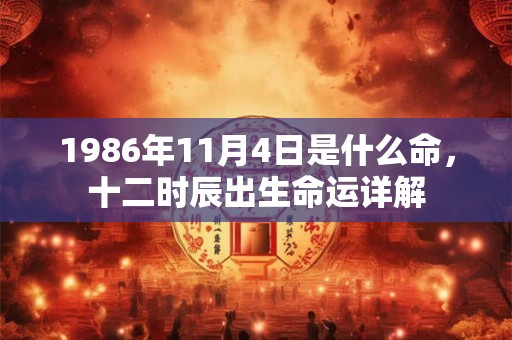 1986年11月4日是什么命，十二时辰出生命运详解