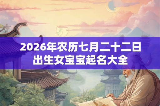 2026年农历七月二十二日出生女宝宝起名大全