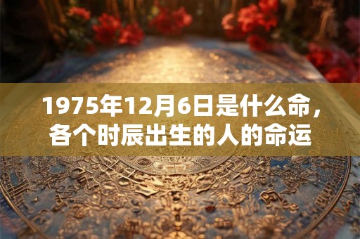 1975年12月6日是什么命，各个时辰出生的人的命运