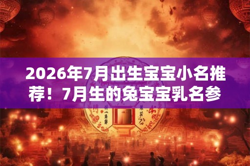 2026年7月出生宝宝小名推荐！7月生的兔宝宝乳名参考