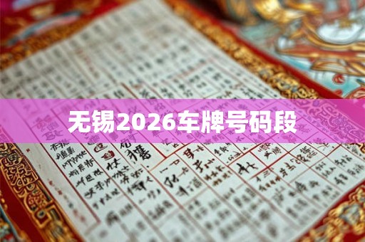 无锡2026车牌号码段