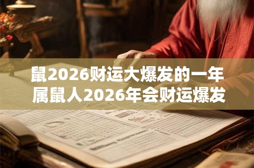 鼠2026财运大爆发的一年 属鼠人2026年会财运爆发吗