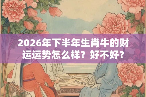 2026年下半年生肖牛的财运运势怎么样？好不好？