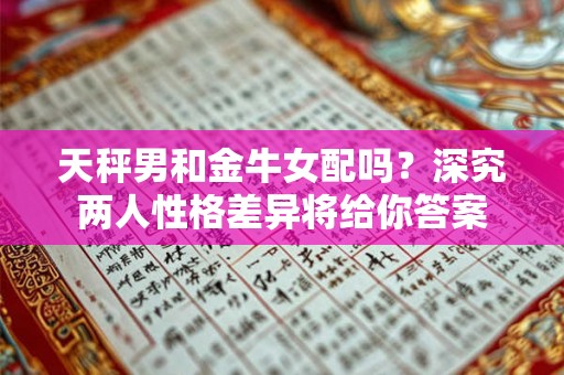 天秤男和金牛女配吗？深究两人性格差异将给你答案