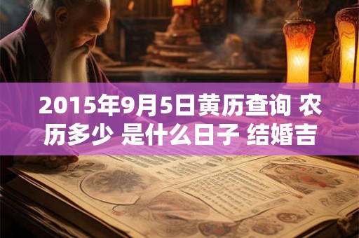 2015年9月5日黄历查询 农历多少 是什么日子 结婚吉时 2015年9月5日黄历查询 农历多少 是什么日子 结婚吉时