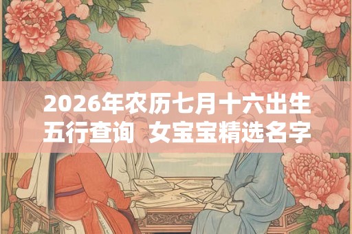 2026年农历七月十六出生五行查询 女宝宝精选名字 2026年农历七月十六出生五行查询 女宝宝精选名字