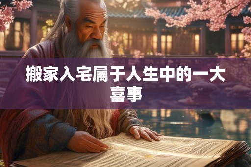 搬家入宅属于人生中的一大喜事