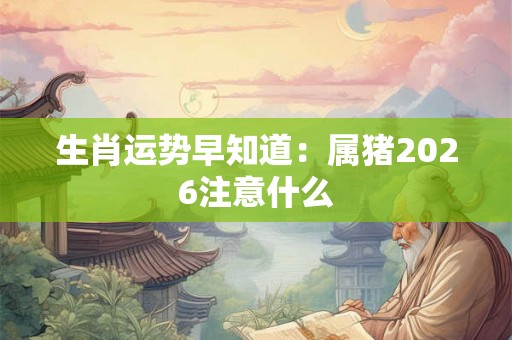 生肖运势早知道:属猪2026注意什么 生肖运势早知道:属猪2026注意什么