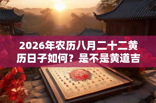 2026年农历八月二十二黄历日子如何？是不是黄道吉日？