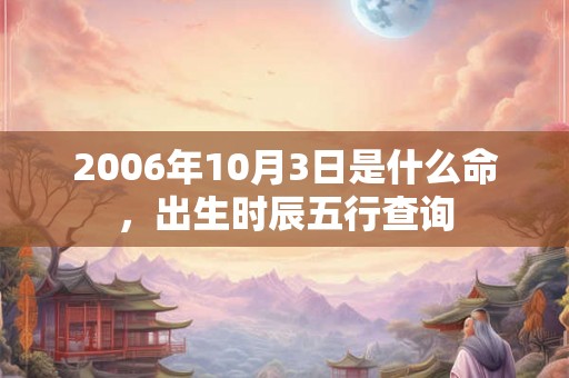 2006年10月3日是什么命,出生时辰五行查询 2006年10月3日是什么命,出生时辰五行查询