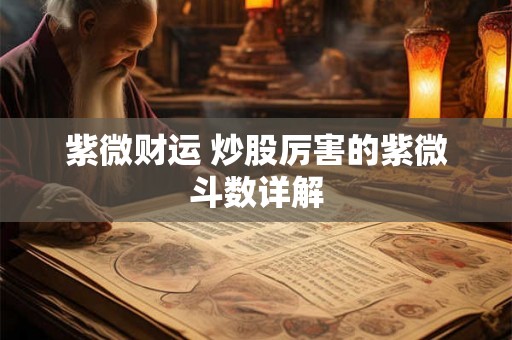 紫微财运 炒股厉害的紫微斗数详解