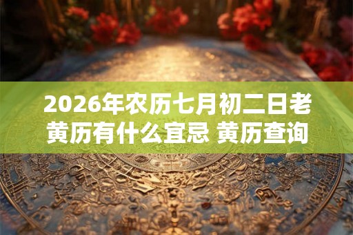 2026年农历七月初二日老黄历有什么宜忌 黄历查询